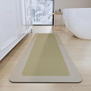 Deparnit Bath Mat, Bathroom Mat Rugs Super Absorbent Shower Mats Non Slip Quick Dry Thin Rubber Mats for Bathroom Floor Fit Under Door, Shower Rug for Bathtub, Shower, Beige