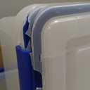 IRIS USA WeatherPro 44 Qt Storage Bins with Lids, 2 Pack, BPA-Free Plastic Gasket Box with Tight Latch and Seal, Stackable Nestable Tote Tub - Clear/Blue