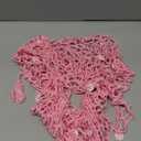 Halloween Mermaid Cosplay Crochet Cover-ups Skirt Triangle Shawl Swimwear Shiny Sequin Beach Fishnet Wrap (Pink)