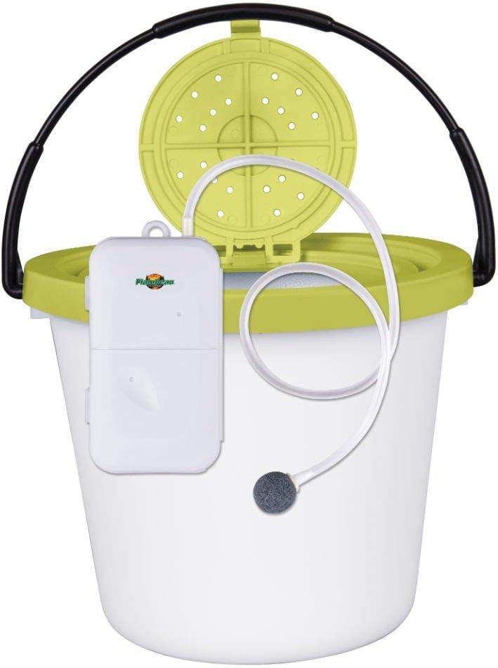 Flambeau Outdoors 6084FA 8 Qt. Insulated Bait Bucket with Water Resistant Aerator One Combo Pack, Live Bait Bucket and Aerator, Lime Green/White