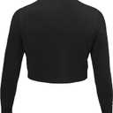 U.Vomade Women's Cropped Cardigan Bolero Shrug Open Front Sweater Long Sleeve S-1X (Black, L)