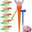 Upgrade Self Watering Planter Insert, Self Watering Spike with Long Dripper & Valve Switch, Adjustable Plant Watering Devices, Automatic Watering System for Outdoor & Indoor Plants (12, Green+Orange)