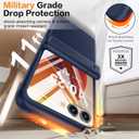 Oterkin Magnetic for Samsung Galaxy Z Flip 7 Case with [Built-in Screen Protector & Hinge Protection][Foldable Invisiable Stand] Military Grade Shockproof Full Body Protection Case for Galaxy Z Flip 7 (Pearl Blue)