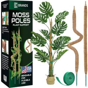 2 Pack 28'' Bendable Moss Pole Monstera Plant Support for Climbing Indoor Plants - Stakes for Potted Climbers - Tall Sticks Indoor Trellis for Houseplants - Accessories for Monstera Pot