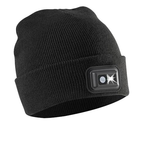 Panther Vision LED Hat Light - POWERCAP 2.5 USB Rechargeable LED Beanie Light Hat - Bright LEDs and IPX4 Water Resistance Gifts for Dad Father Men Husband Warm Knitted Cap - Black