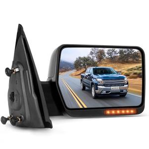 SCITOO Towing Mirror Passenger Side fit for Ford Chrome Automotive Exterior Mirror fit 2004-2014 for F-150 with Amber Turn Signal and Puddle Lights, Power Control, Heated and Manual Folding Features