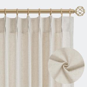 Cream Beige Pinch Pleat Linen Curtains 84 Inch Length 2 Panels Set for Bedroom Dining Room Semi Sheer Linen Boho Farmhouse Neutral Window Curtains 84 Inches Long for Living Room Nursery 40x84 (40"W x 84"L (Pack of 2))