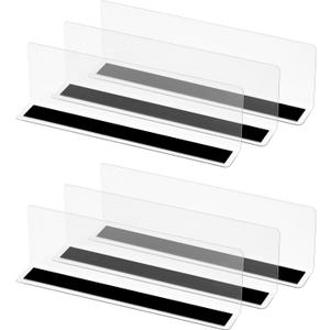 MECCANIXITY Shelf Dividers Plastic Closet Shelf Organizer Divider with Magnetic, 7.9"x2.4" Separator Clapboard for Supermarket Storage Kitchen Office (Clear, 6 Pcs)