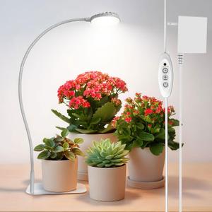 Desktop Indoor Plant Grow Light, 12W Full Spectrum,Plant lamp with 4 Dimmable & 3 Timer Modes, 360 Gooseneck Plant Lights for Office Desk Small Grow Lights for Indoor Plants(White)
