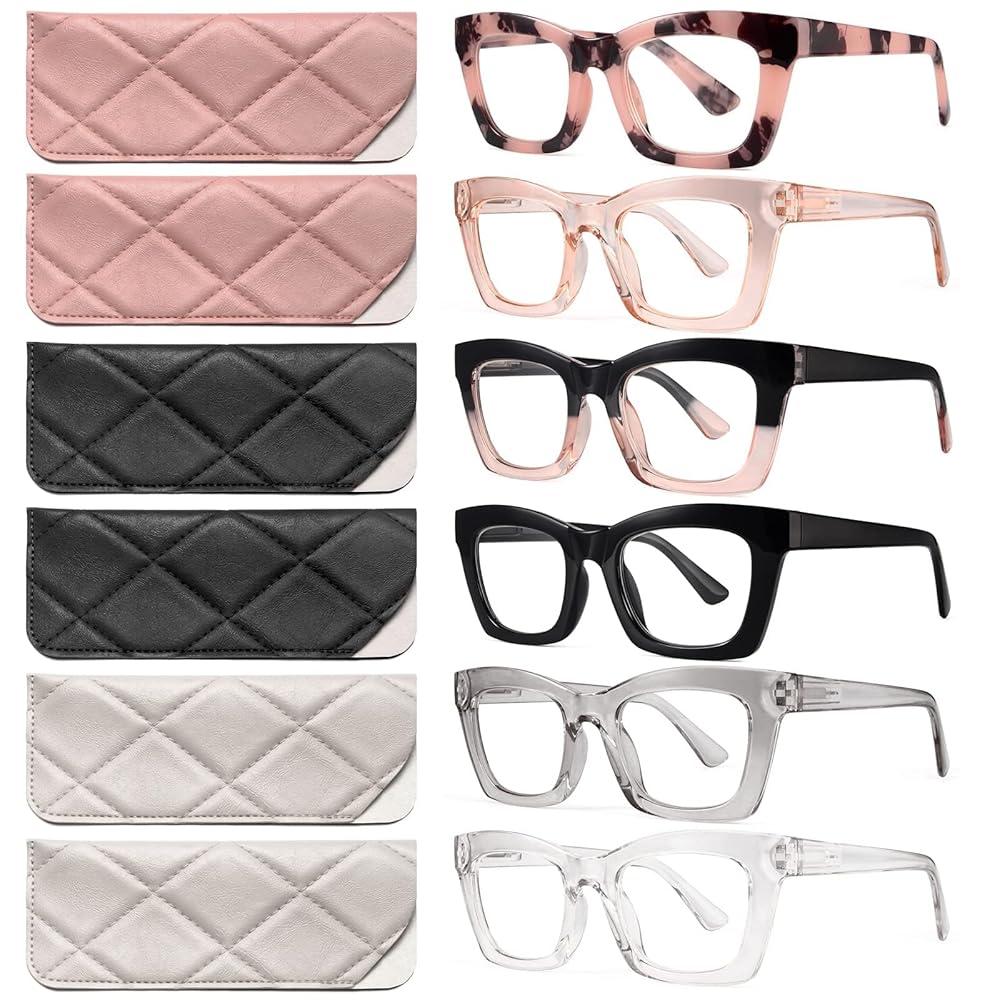 CCVOO Stylish Reading Glasses for Women, Eyeglasses, Blue Light Readers for Women, Computer Eye Glasses, Cheaters