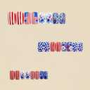 4 x Independent Day Press on Nails 4th of July Fake Nails Short Square False Nails Fireworks American Flag Glitter Designs Patriotic Acrylic Nails Cute Stick on Nails for Women Manicure Decoration, Mix