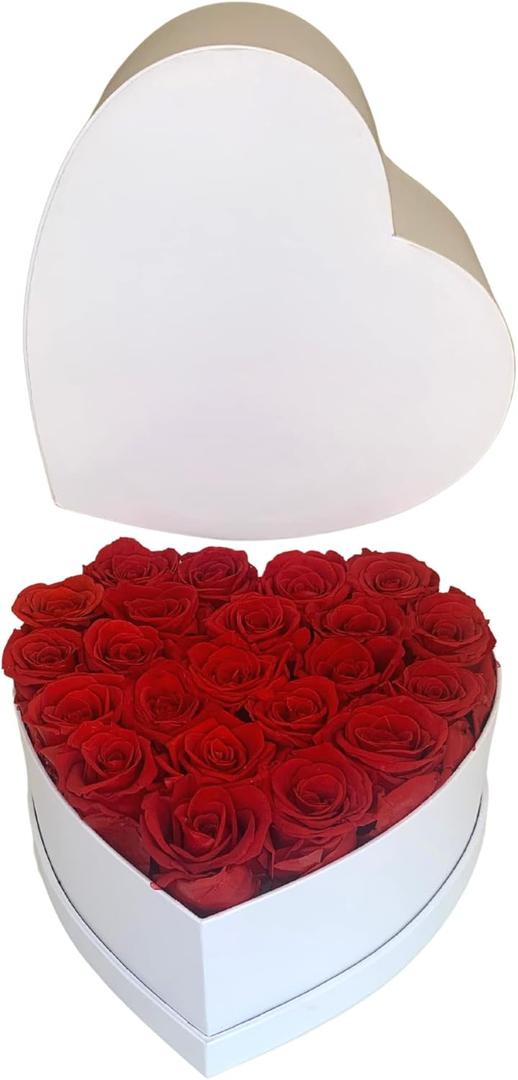 PRESERVED ROSES | GIFT Flowers | 100% REAL ROSES That Lasts for Years | Gift for her | Flowers for ALL OCCASIONS ready to GIFT, Birthday Gift, Valentine's Day Gift (16 Roses (LARGE HEART White Box))