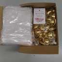 Qinyoung 50 Sets Bridal Shower Tea Party Favors for Guests Party Heart Infuser Spoon Steeper for Loose Tea with Thank You Cards Organza Bags Wedding Souvenir (Gold)