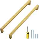 Ravinte 14 Pack Squre Cabinet Pulls 10 Inch Brushed Brass Kitchen Cabinet Handles Gold Kitchen Hardware for Cabinet Drawer Pulls Square Bar Cabinet Pulls Drawer Handles