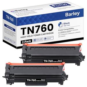 TN760 TN-760 Toner Cartridge Compatible TN760 High Yield Black Toner Cartridge Replacement for Brother TN760 TN-760 MFC-L2710DW MFC-L2750DW DCP-L2550DW Toner Printer (2-Pack).