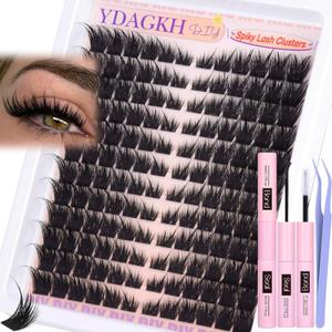 Fairy Lash Clusters Kit Fox Eye Cluster Eyelash Extensions Kit Natural Eyelash Clusters Kit Spiky Manga Wispy Cluster Lashes Cat Eye 8-20mm DIY Individual Lash Extension 144Pcs by YDAGKH