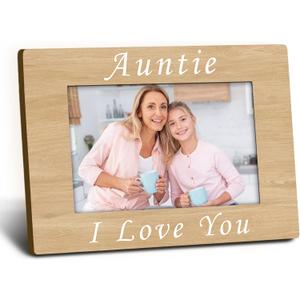 Auntie Gifts Picture Frame 4x6, Aunt Wooden Picture Frame, Christmas Mothers Day Birthday Gifts for Aunt from Niece Nephew, Auntie I Love You Decorative Photo Frames for Desk Decor