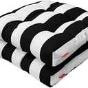 Pcinfuns Outdoor Seat Cushions,19"x19"x5" Thick Fill Tufted Cushions with Round Corner Patio Chair Pads,Water-Resistant Chair Cushion,Black White,Set of 2