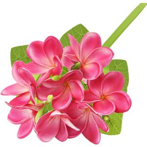 3 PCS Artificial Plumeria Flowers With Leaves,Lifelike Plumeria Frangipani Flower and Bud Bouquets Total 9 Fake Flowers for Home Office Wedding Party Decoration DIY Bouquet Craft Gift (Rose Red)