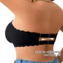 Strapless Wireless Bra for Women Scalloped Full Coverage Bandeau Comfortable Everyday Non-Wired Bra for Large Busts (Black, XXL)