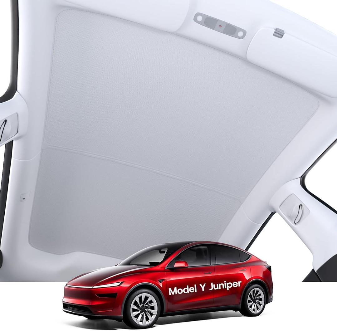 2025 Upgrade Magnetic Sunshade Roof for Tesla Model Y Juniper Accessories, [Never Sag & No Light Leakage] Nano Ice-Crystal Heat Insulation Glass Roof Shade for Model Y Launch 2025 2026-2PCS