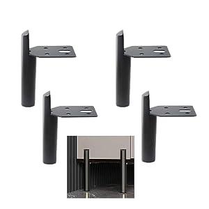 ALXEH 2 Inch Furniture Legs Black Coffee Table Feet, Mid-Century Metal Furniture Leg for Sofa Cabinet Ottoman, Set of 4 Side Mounted Style Home DIY Replacement Feet
