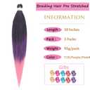 Pre-Stretched Braiding Hair, Ready to Use Synthetic Extensions for Easy Box Braids & Protective Styles, Tangle-Free Soft Texture, 3 Pack (95g/Bundle) 30 Inch - Ombre Purple & Pink Color (Also in More)