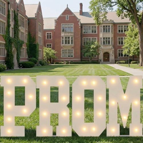 Prom Letter for 2026 Graduation Decorations, Prom Maquee Letters for Graduation Decoration, 3FT Prom Light Up Letters for College High School Grad Prom Party Decor, LED Prom Sign for Graduation Party