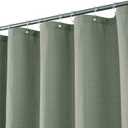 Short Waffle Weave Fabric Shower Curtain 66 inch Long, Hotel Luxury Spa, 230 GSM Heavy Duty, Water Repellent, Machine Washable, Sage Green Pique Pattern Decorative Bathroom Curtain, 71x66