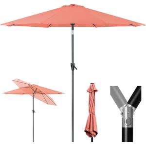 Tempera Patio Market Outdoor Table Umbrella with Push Button Tilt and Crank, Large Sun Umbrella with Sturdy Pole & Fade Resistant Canopy, Easy to Set (7.5 FT, Pink)