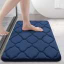 OLANLY Memory Foam Bath Mat Rug 24x16, Ultra Soft and Absorbent Bathroom Rugs, Non-Slip, Comfortable, Machine Washable Bath Carpet for Bathroom Floor, Tub, Shower and Home Decor Accessories, Navy