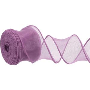 PATIKIL Wired Chiffon Ribbon 1-1/2 Inch x 10 Yard, Sheer Wired Organza Ribbon Fishtail Yarn Gift Ribbons for Crafts Gift Wrapping Floral Bouquet, Purple