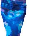 PRETTYGARDEN Cocktail Dresses for Women 2026 Summer Floral Off Shoulder Ruched Mesh Elegant Wedding Guest Maxi Dress (Blue)