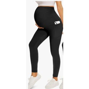 Fotociti 2/3/4 Pack Maternity Leggings With Pockets Over The Belly,Womens Pregnancy Workout Yoga Active Soft Tights Pants
L