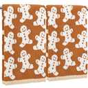 Whaline Christmas Hand Towels Gingerbread Man Xmas Cotton Bathroom Towel Decorative Absorbent Bath Towel for Drying Cleaning Cooking, 26.8 x 15.7 Inch, 2Pcs