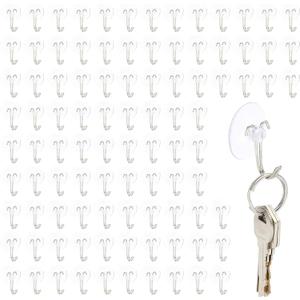 Juvale Mini Clear Suction Cup Hooks - Tool-Free Installation & Removal with Mini Suction Hooks - Durable Waterproof PVC Design with Plastic Hangers - 0.19 in (30 mm), Pack of 100, Clear