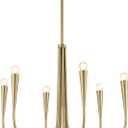 Modern Farmhouse Candlestick Chandelier Vintage 6 Light Gold Candle Chandelier Light Fixture Rustic Industrial Brushed Brass Dining Room Candle Pendant Hanging Lighting for Bedroom MPL26-6GDN, 25.19 inches
