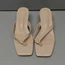 Uacllcau Kitten Heels Sandals for Women Square Open Toe Flip Flops Strappy Heels for Women Sandals Slides, Size 6