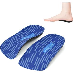 3/4 Length Orthotic Shoe Inserts for Heel & Foot Pain Relief, High Arch SupportOrthopedic Insoles,Plantar Fasciitis Arch Support Insoles for Women & Men (3/4 Blue, SMen 5-6.5/Women 6-7.5)