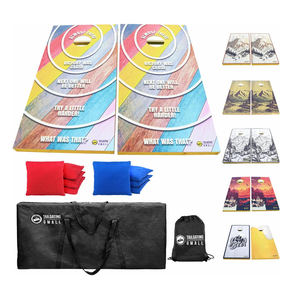 TAILGATING GMALL Cornhole Board Set 4FTx2FT Solid Wood Regulation Size Cornhole Set Includes 8 Cornhole Bags for Adults (Rainbow Motivation)