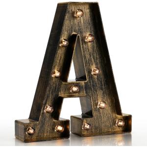 Pooqla Vintage Light Up Marquee Letters with Lights  Illuminated Industrial Style Lighted Alphabet Letter Signs - Coffee Bar Apartment Bedroom Wall Home Initials Decor A-Z