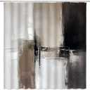 Brown and Grey Shower Curtain Tan Black Abstract Art Oil Painting Modern Brush Strokes Contemporary Aesthetic Vintage Fabric Bathroom Curtain Set with Hooks (70"W x 70"L (Pack of 1))