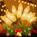 Brightown Outdoor Christmas Lights, 100 Ft C9 LED Commercial String Lights with Warm White Strawberry C9 Bulbs, Waterproof Connectable UL Certified C9 Lights for Indoor Home Yard Xmas Tree Decor