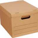 Amazon Basics Moving and Storage Boxes with Handles and Lift-Off Lids, File Storage, Collapsible, 15x10x12 in, Brown, 20-Pack