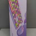 Wireless Keyboard and Mouse Combo, Colorful Ergonomic Full Size Retro Low-Noise Keyboard with Cute keycaps, Compatible with Windows, PC, Perfer for Home and Office Keyboards (Purple)