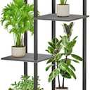 Plant Stand Indoor 7 Tier 8 Potted Metal Wood Plant Shelf, Multiple Flower Pots Corner Tall Plant Holder Stands for Living Room Balcony Bedroom, Oak Grey