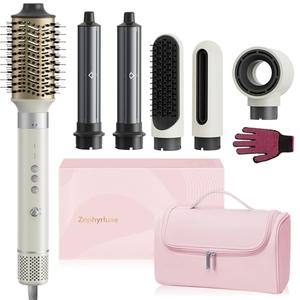 6 in 1 Hair Styler, High Speed Ionic Hair Dryer with Auto-Wrap Curlers, Blow Dryer Oval Brush & Volumizer, Hot Air Styler for Fast Drying,Curling, Smoothing & Volume, Hair Curler with Travel Case
