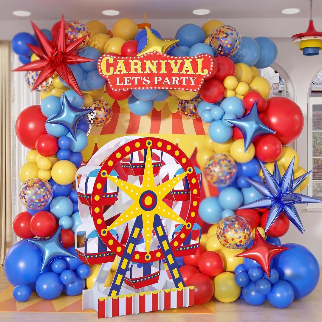 4 ft Carnival Ferris Wheel Cardboard Cutout Stand up Circus Party Decoration Life Size Ferris Wheel Photo Booth Props for Carnival Circus Birthday Backdrop Party Supplies