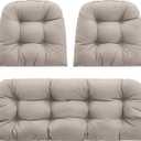 Outdoor Wicker Chair Cushions Set of 3, Waterproof Wicker Cushion for Patio Furniture, 1 Loveseat Cushion 44224 inch and 2 U-Shaped Cushion 22224 inch, Beige