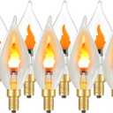 Hompavo Upgraded Flame Light Bulbs, E12 Chandelier Base Candelabra Flickering Fire Light Bulb, Clear Candle Light for Halloween Christmas Party Porch Indoor Outdoor Home Decorations - C35/8 Pack